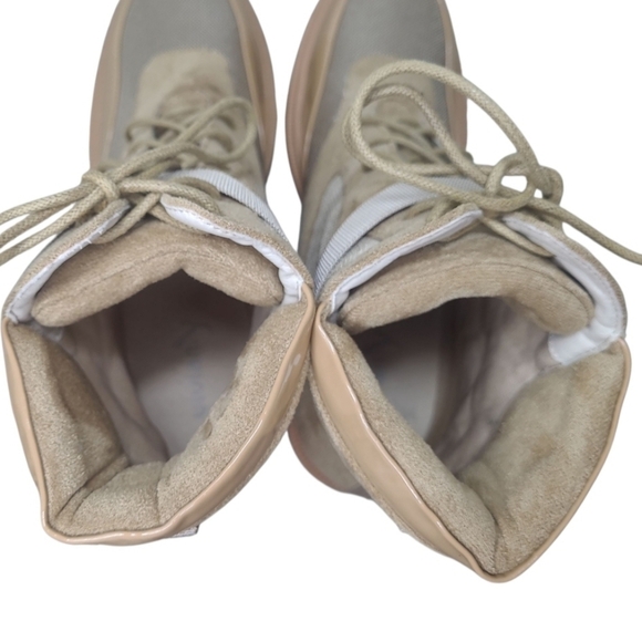 Vivianly MOTO Lace-Up Chunky Heel Platform Combat Boots Nude Size 10 - Picture 11 of 16